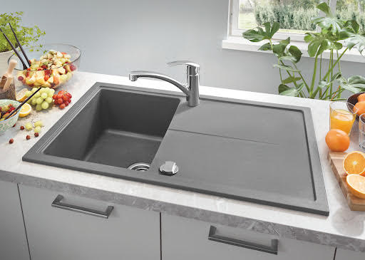 Grohe K400 Granite Grey 1.0 Composite Inset Kitchen Sink - Drainer & Waste 860 x 500mm