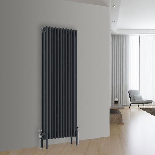 Traditional Cast Iron Style Radiator Anthracite Central Heating Rads Vertical 4 Column 1500x560mm