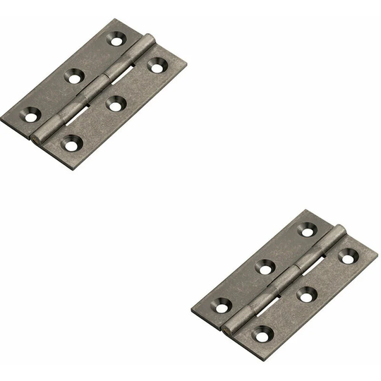 2x pair 64 x 35 x 2mm Cabinet Hinge Pewter Metal Small Cupboard Door