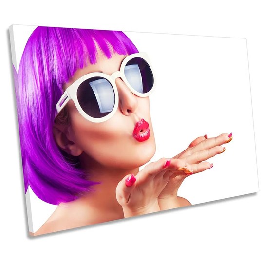 Funky Purple Hair Beauty Fashion Framed - Wrapped Canvas Art Prints