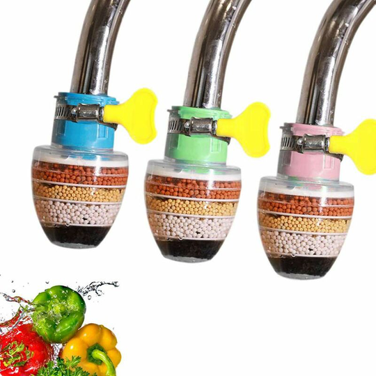 Perlerare - Activated carbon faucet, 3 water purifying filters, universal interface faucet filter upgrade (6 layers of filtration)