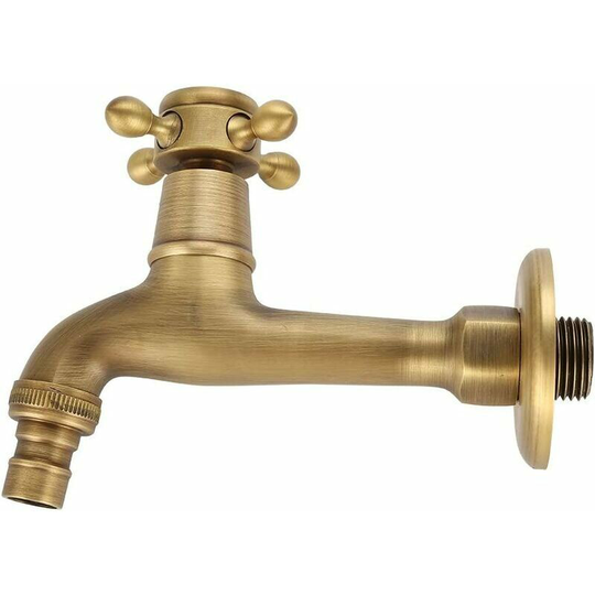 Garden faucet Tap washing machine Water tap in solid brass vintage brass Wall tap kitchen taps input thread g1 / 2 (long)