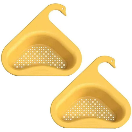 Triangle Pair Drainer Kitchen Food Strainer Corner Rack Strainer Yellow 2 pcs