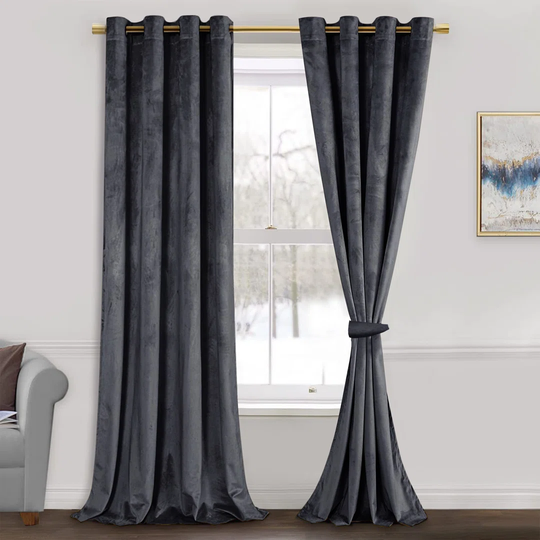 Crushed Velvet Eyelet Sheer Ready Made Window Curtains