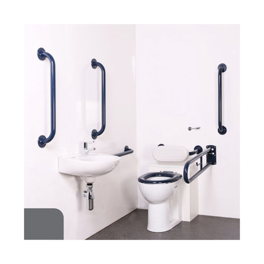 Nyma pro Back to Wall Doc m Pack Exposed Fixings White - 5 x Dark Grey Grab Rails - Nymas