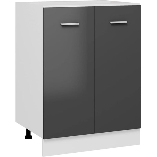 Bottom Cabinet High Gloss Grey 60x46x81.5 cm Chipboard