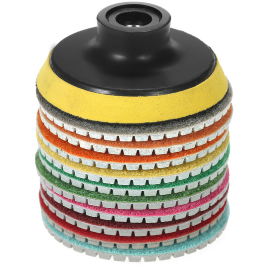 Superseller - 10pcs 3-inch Diamond Flexible Wet Polishing Pads Grinding Disc + 1pc Backing Pad for Granite Marble Stone Ceramic Tile Concrete