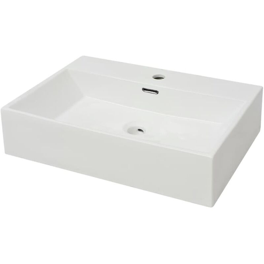 Basin with Faucet Hole Ceramic White 60.5x42.5x14.5 cm Vidaxl White