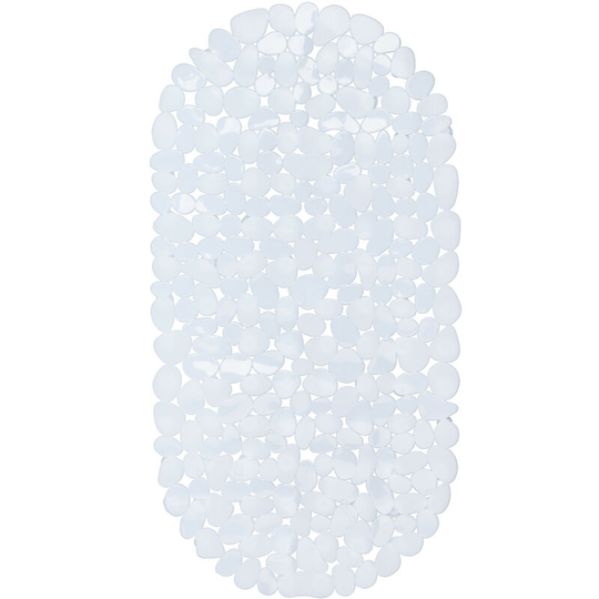 Relaxdays - Bathtub Mat, Pebble Design, Non-Slip Bath or Shower Insert, Suction Cups, LxW: 66.5 x 34.5 cm, White