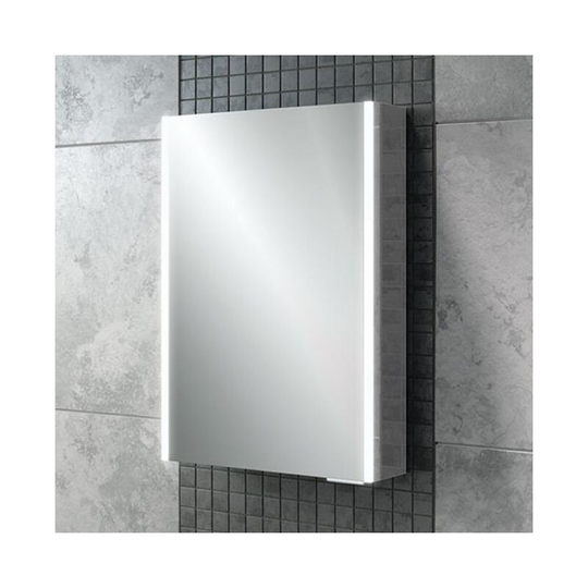 Xenon 50 Aluminium Single Door with Vertical led Bathroom Cabinet 700mm h x 505mm w x 130mm d - HIB