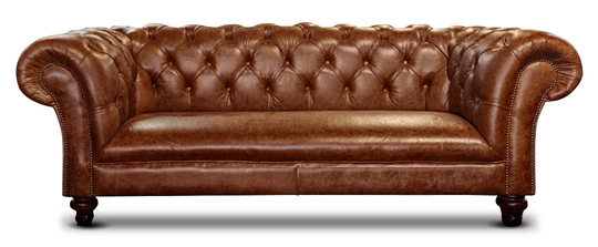 Ogallala Leather 3 Seater Chesterfield Sofa