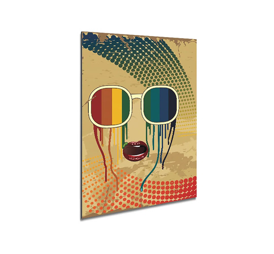 Rainbow Retro Shades - Unframed Graphic Art on Metal