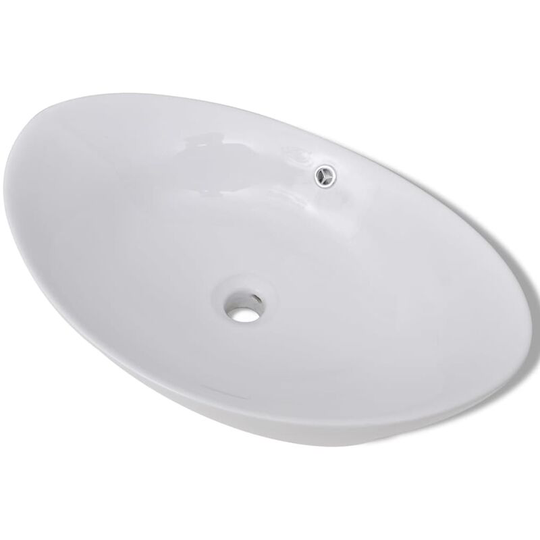 Luxury Ceramic Basin Oval with Overflow 59 x 38,5 cm Vidaxl White