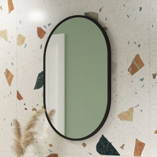 Oval Metal Framed Wall Mounted Bathroom Mirror