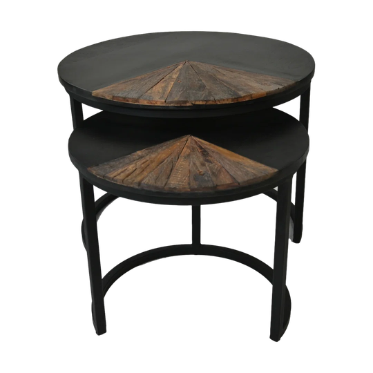 Coffee Table Ronin Set Of 2 - 60x45/45x40 - Natural/Black - Mangohout/Metal