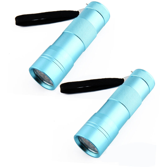 2pcs 12LED violet light flashlight, 395 violet light UV flashlight - sky blue