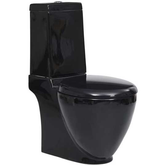 Vidaxl - wc Ceramic Toilet Bathroom Round Toilet Bottom Water Flow Black Black