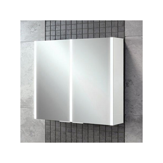 Xenon 80 Aluminium Double Door Bathroom Cabinet with Vertical led 700mm h x 820mm w x 130mm d - HIB