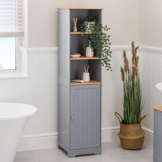 Grey Tallboy Bathroom Cabinet - Grey