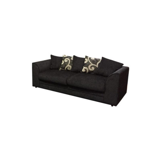 Zina 3 Seater Chenille Fabric Sofa - Black