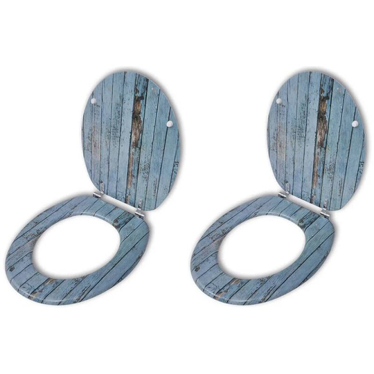 Toilet Seats with Hard Close Lids 2 pcs mdf Old Wood VDTD18803 - Topdeal