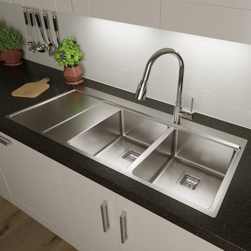 Sauber Stainless Steel Inset Double Kitchen Sink & Drainer LH