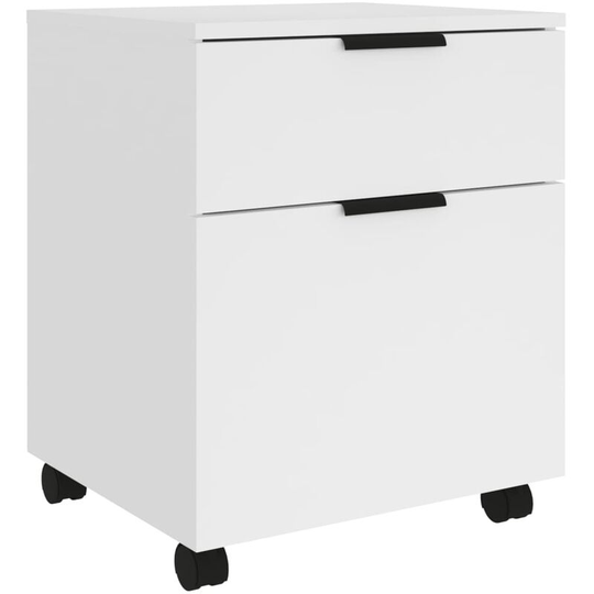 Mobile File Cabinet with Wheels White 45x38x54 cm Engineered Wood vidaXL - White