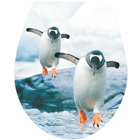 Penguins' wc Seat Sticker Toilet Lid Cover Bathroom Art 32x38cm