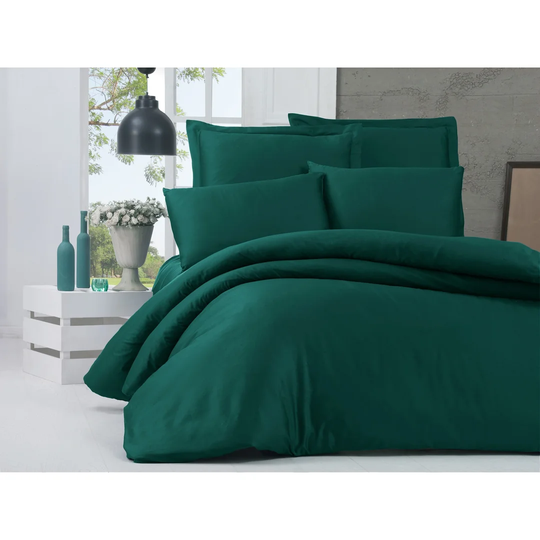 Julie Dark/Green Cotton Satin 210 TC Modern & Contemporary 3 Piece Duvet Cover Set