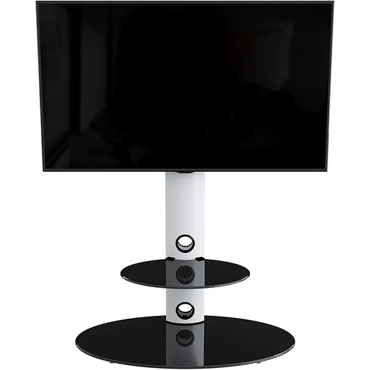 Rangely Universal Black/White Fixed Desktop Mount with Shelving, Holds up to 40 kg.