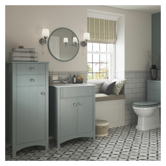 Copenhagen Round Bathroom Mirror 550mm Diameter - Sea Green Ash - Signature