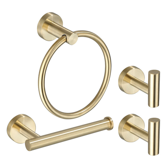 Sunflowergb - 4 pcs Bathroom Towel Holder Set Towel Holder Toilet Paper Holder Towel Ring Towel Hook Stainless Steel Towel Bar Set No Drilling
