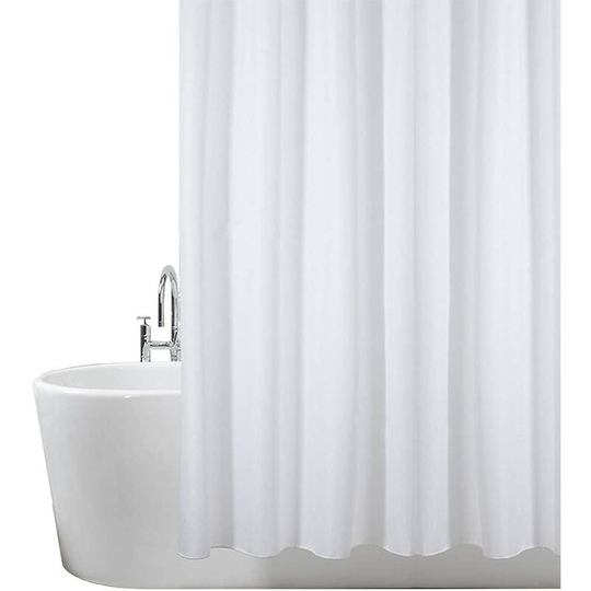 1 Piece Shower Curtain, for Bathtub and Bathroom, Washable, Mildew and Antibacterial 180 x 180 cm (Solid White) | 100% Polyester