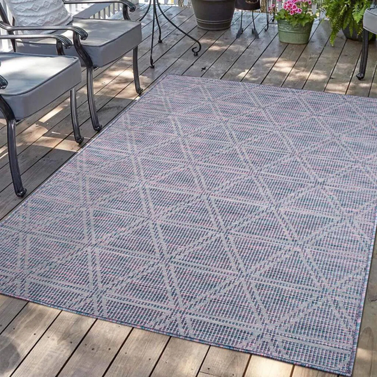 Palm 3073 Blue/ Pink Outdoor Rug