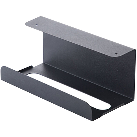 Perforated/perforated-free dual-purpose under-hanging kitchen and toilet tissue holder, black - black