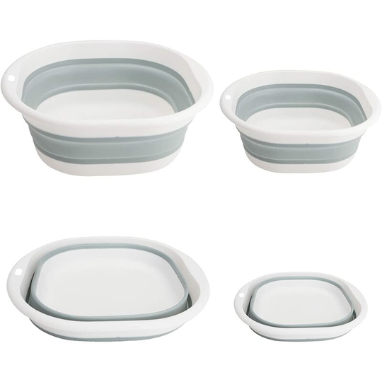 Pack of 2 Collapsible Bowls Collapsible Basin Silicone Collapsible Round Washbasin Multifunctional for Camping, Caravan, Outdoor Activities, Cooking,