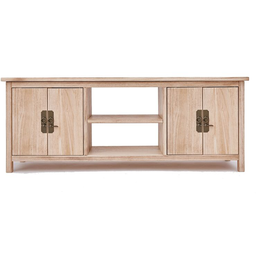 Portofino 4 Door tv Cabinet Drop Handle - Light wood