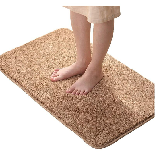 Absorbent and non-slip bath mat Bathroom mat Solid color, Polyester, brown, 40 x 60 cm Soekavia