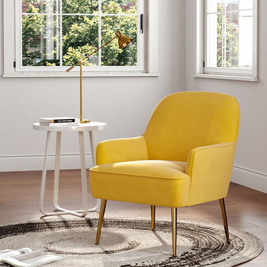 Leisure Velvet Armchair, Yellow - Livingandhome