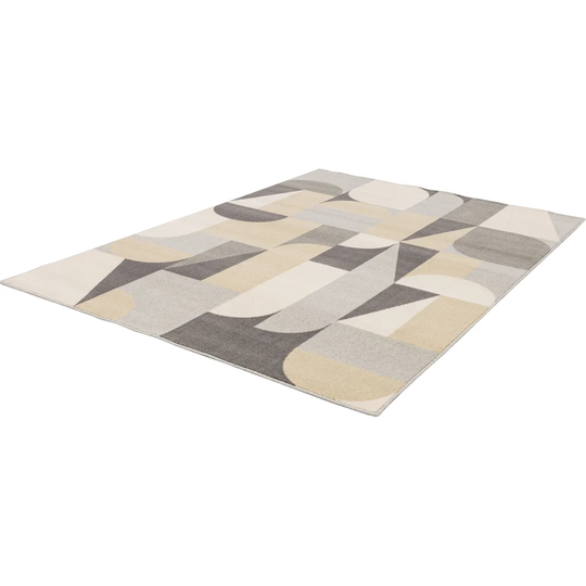Gleizes Power Loom Wool Beige/Black/Grey Rug