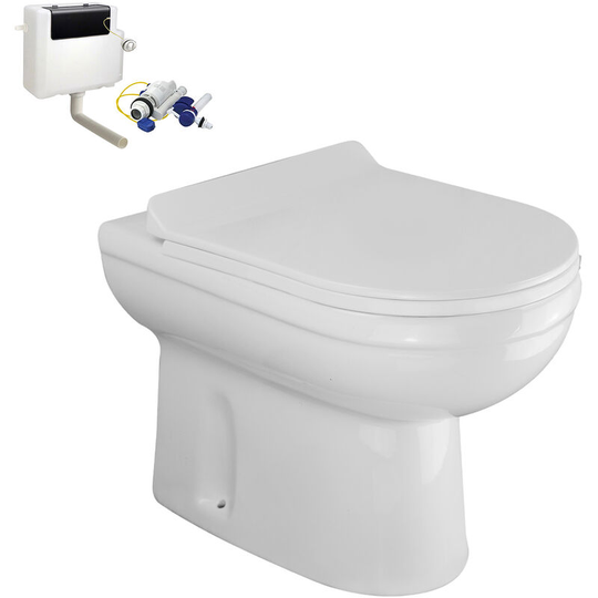 Neshome - Ingersly Back To Wall Modern Toilet Pan & Soft Close Seat + Concealed Cistern