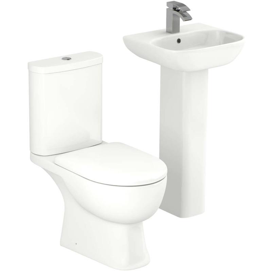 Monza 450mm Full Pedestal Basin and Open Back Toilet Suite - White
