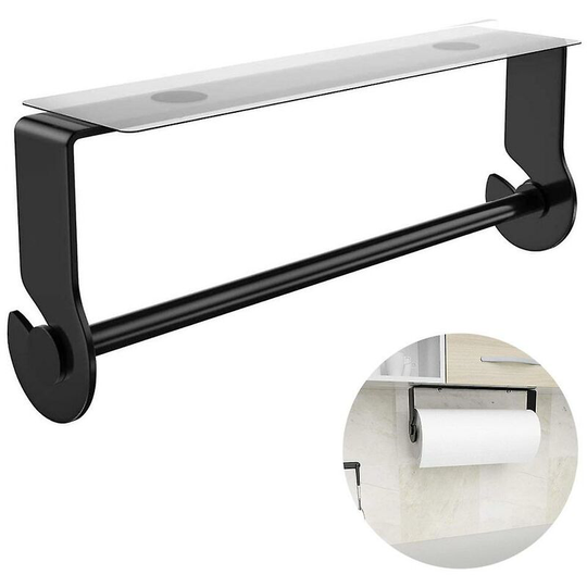 Adhesive paper towel holder under the cabinet, black paper towel holder
