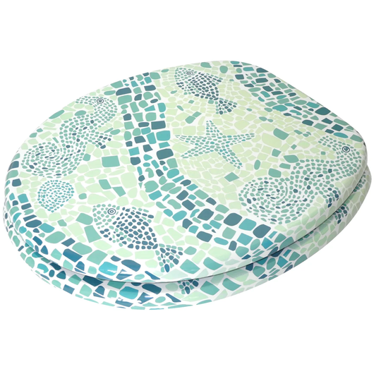 Mosaic World Green Soft Close Elongated Toilet Seat