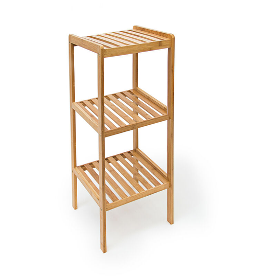 Bamboo Bathroom Shelf With 3 Tiers 33 x 33 x 79 cm Chic Standing Rack of Natural Wood Bamboo Shelf as Kitchen Shelf or Wooden Rack for Storage in the