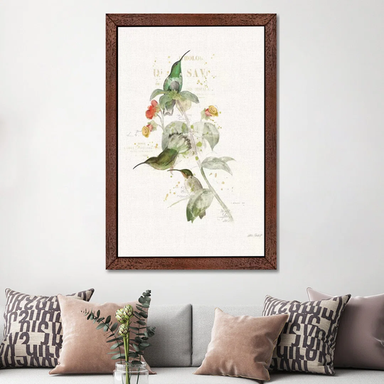 Colourful Hummingbirds III by Katie Pertiet - Floater Frame Graphic Art Print on Canvas
