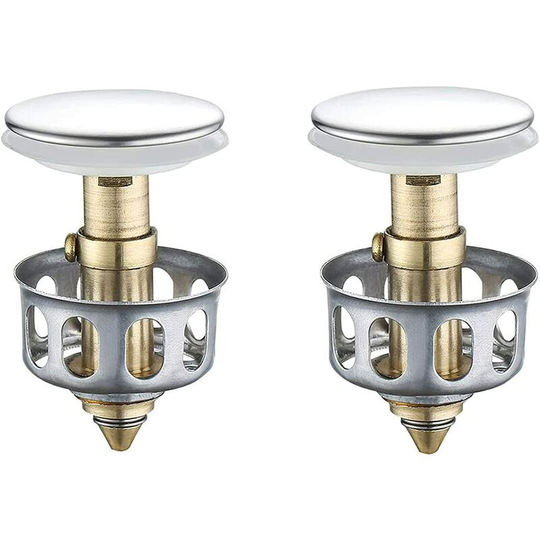 Bette 2 Pcs Universal Sink Rebound Drain Filter, Sink Pop Up Drain Plug Bathroom Sink Drain Plug with Basket, Kitchen Sink Strainer Drain Plug
