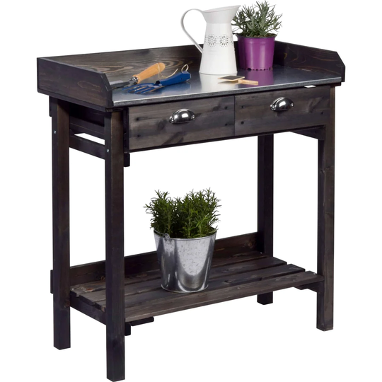 Monteleone Planting table with 2 drawers, black