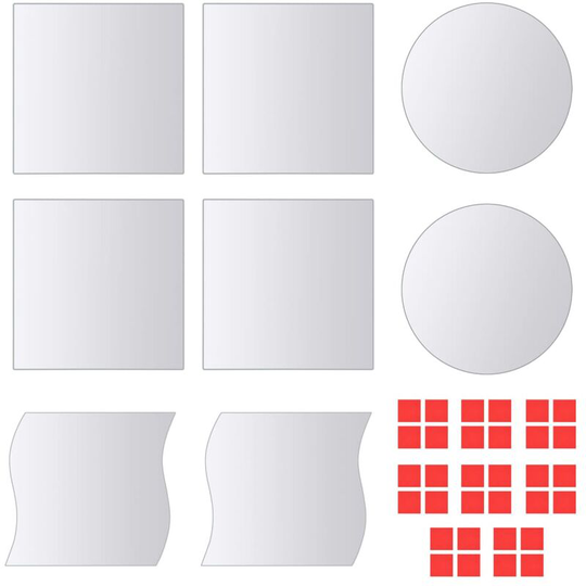 Hommoo - 16 Piece Mirror Tiles Multi-Shape Glass