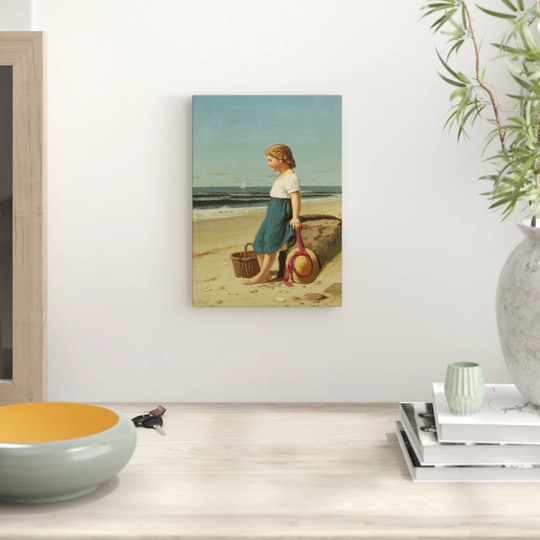 'Young Girl on the Beach' by Samuel S. Carr Graphic Art
